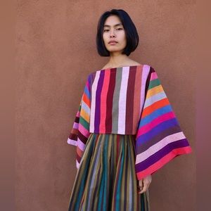 NWOT 4Kinship / Orenda Tribe Rainbow Striped Oaxacan Top